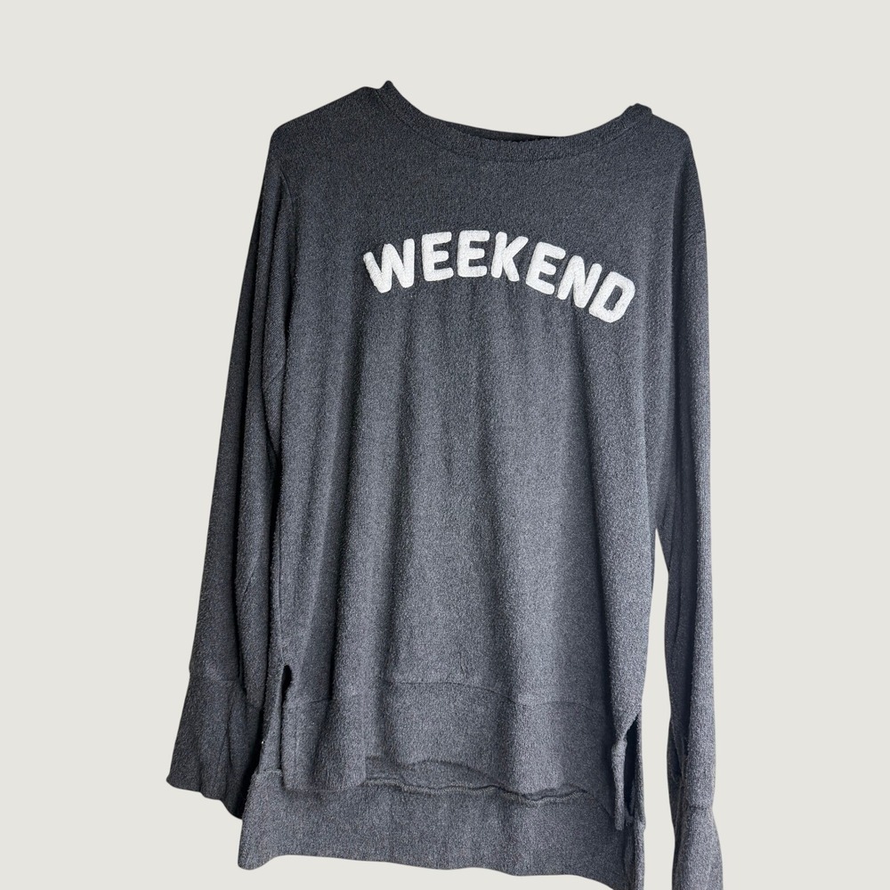 Royce Brand Weekend Graphic Long Sleeve Top Gray Heathered Knit Size Large